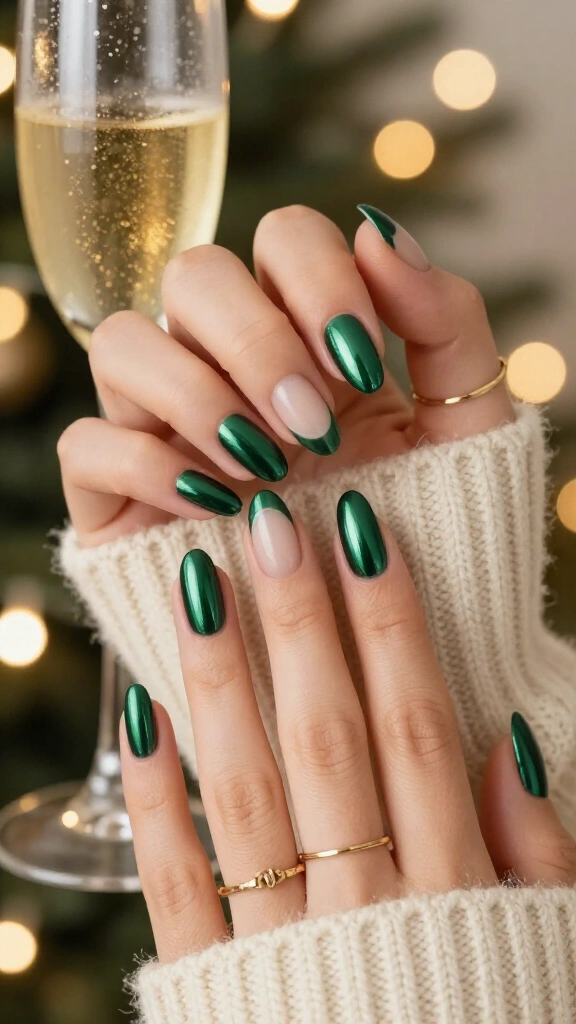 Chrome Emerald Negative Space Half-Moons