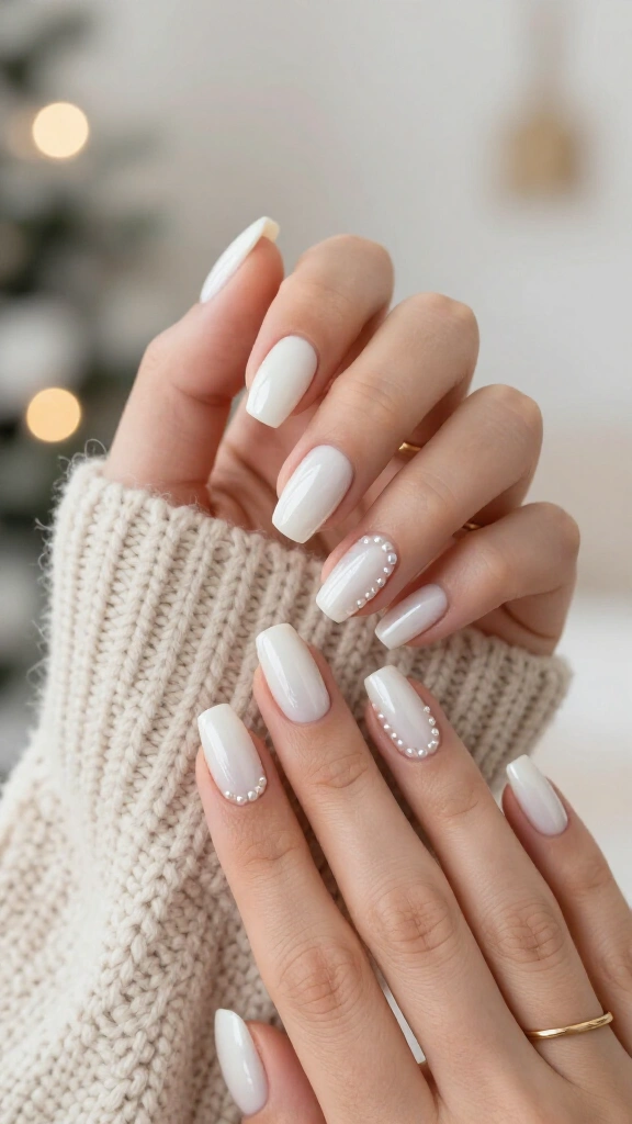 Milky White with Pearl Embellishments