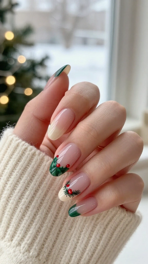 Sheer blush with a hand-painted mini wreath