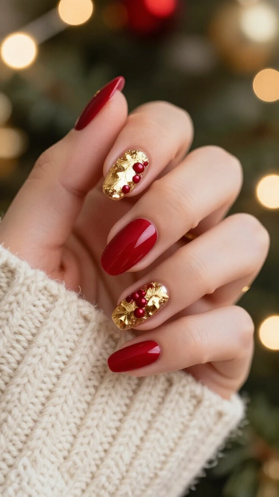 Gold foil holly leaves