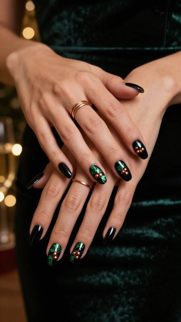 Black base with metallic holly