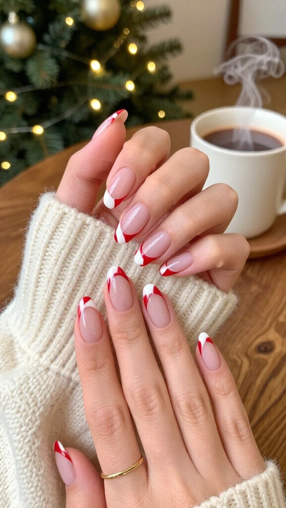 Candy Cane Stripe French Tips