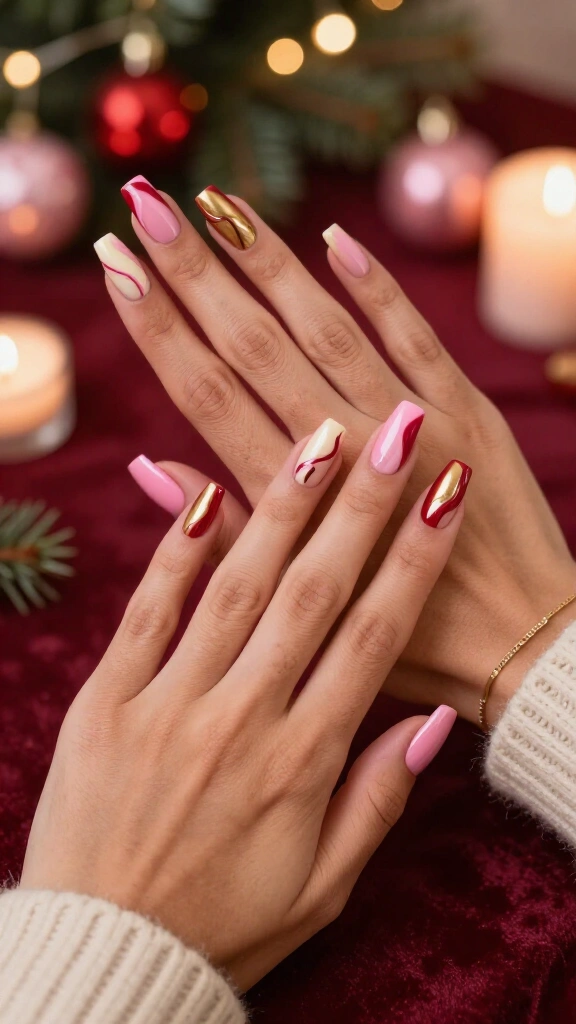 Glossy Cranberry and Bubblegum Swirls