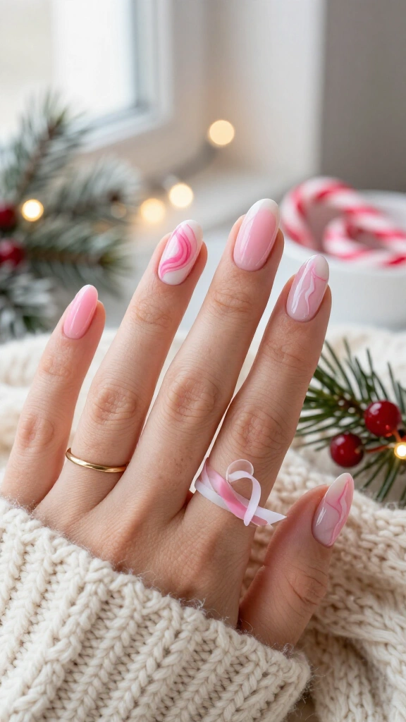 Pink marble swirls