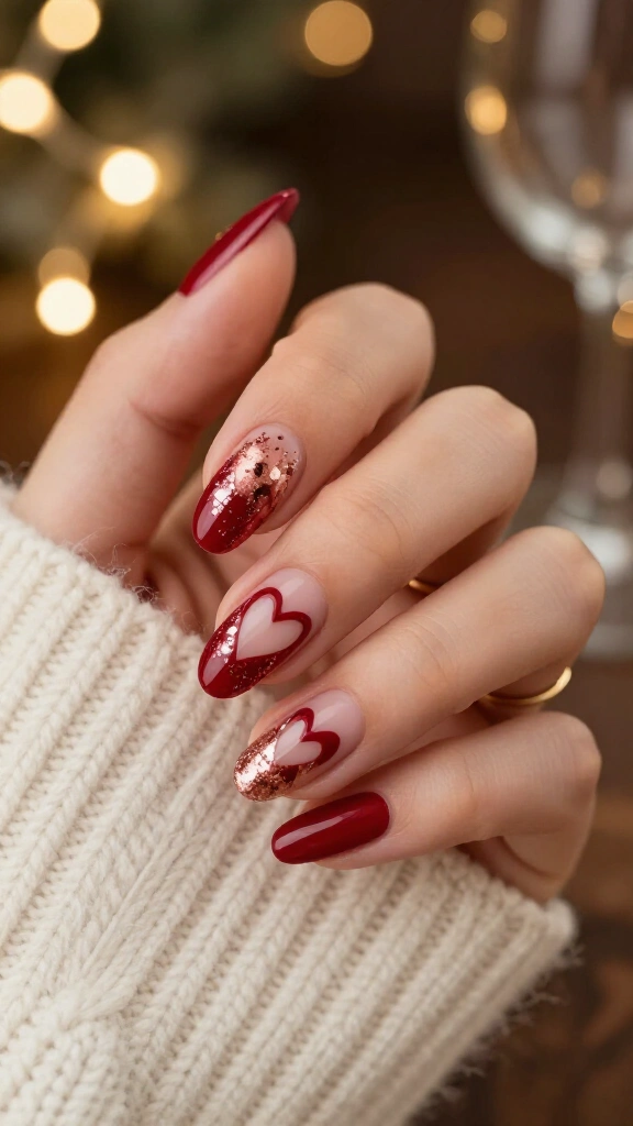 Abstract Cutout Crimson Hearts