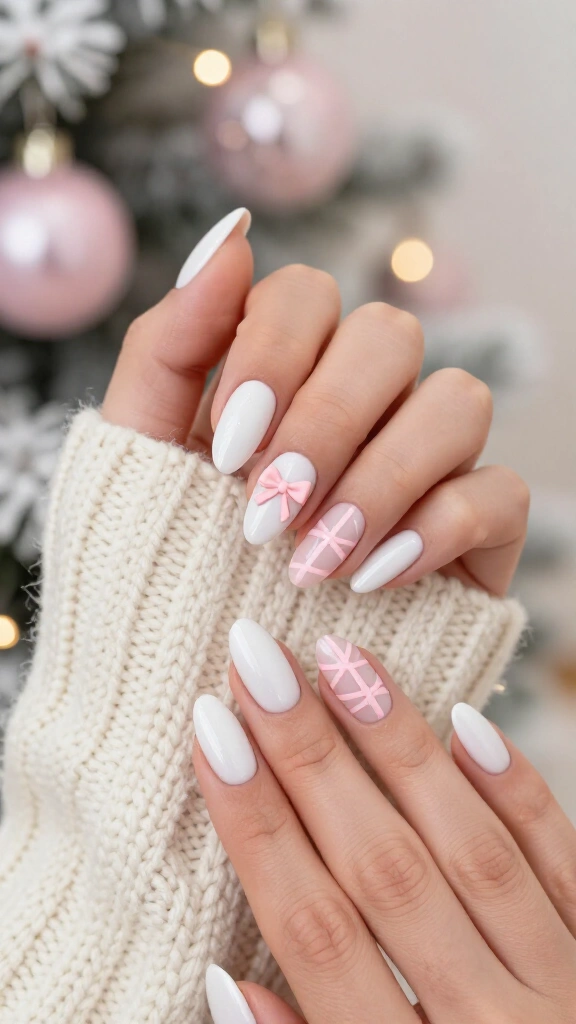 White base with pink bows