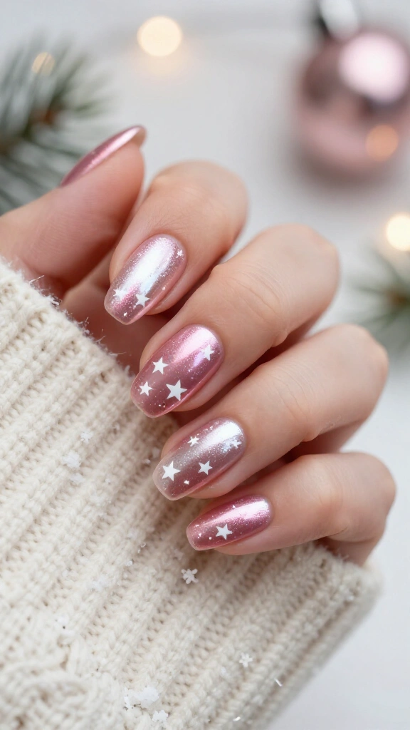 Chrome pink with white stars