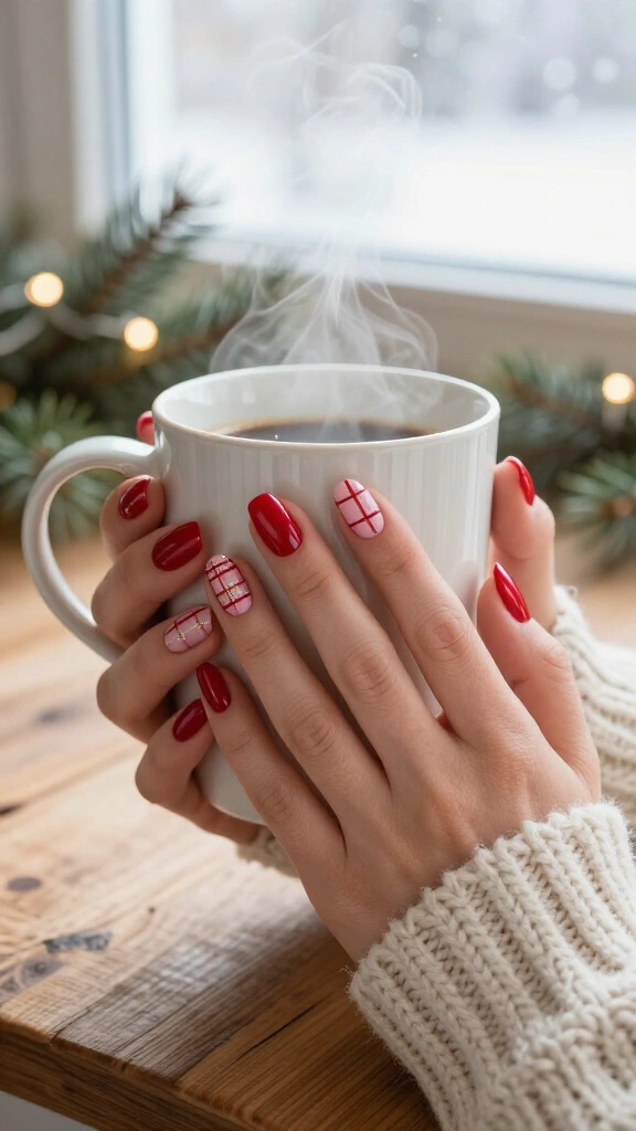 Winter Plaid Tartan in Rose and Scarlet