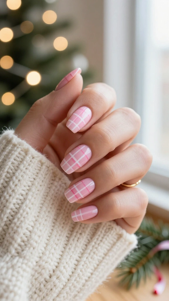 Pink and white plaid