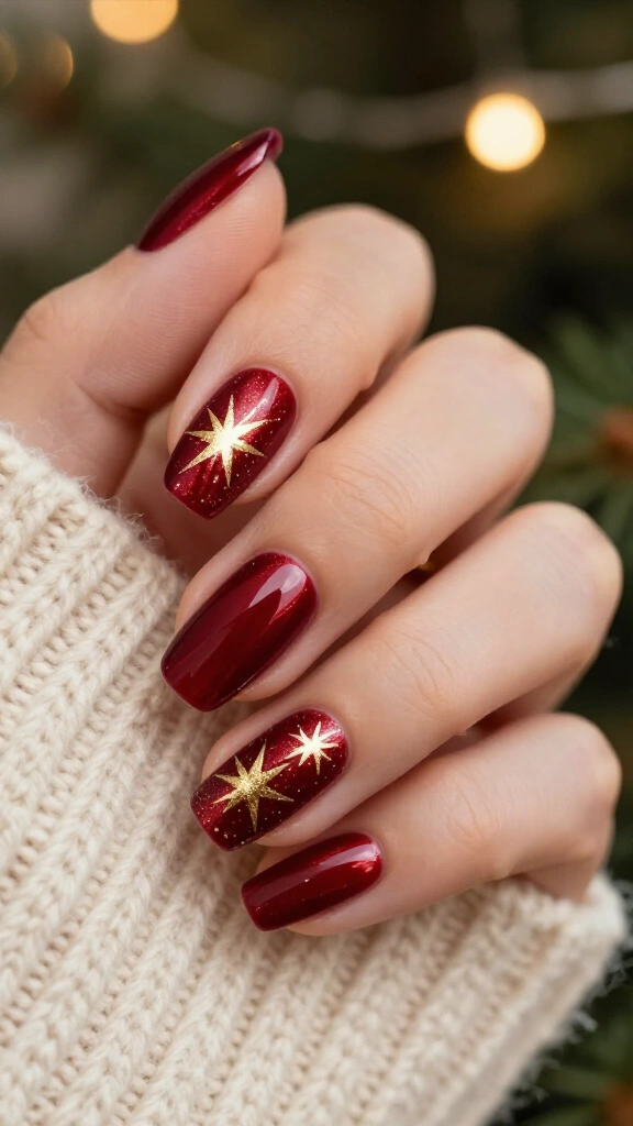Cranberry Glaze with Gold Starbursts