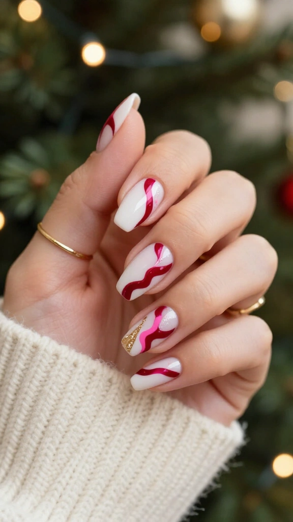 Abstract Holiday Ribbon Waves