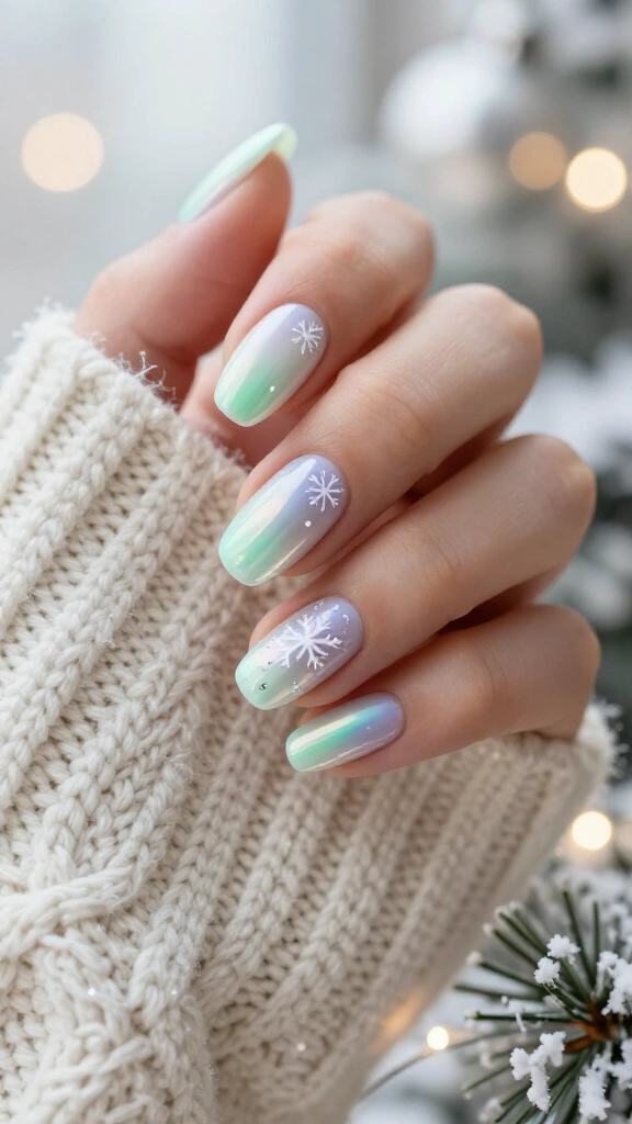 Metallic Airbrush Holiday Aura Nails