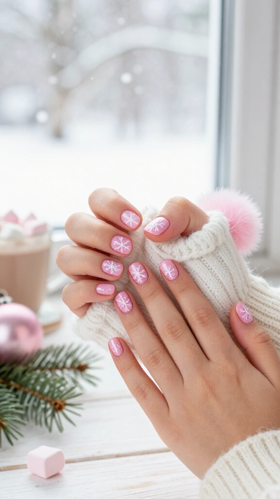Pastel Pink Snowflakes