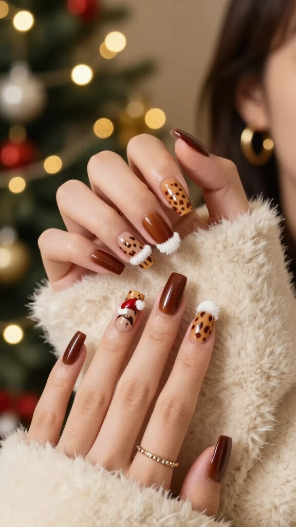 Leopard Print Santa Hats