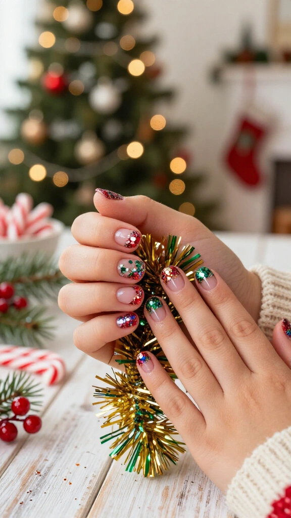 Tinsel Glitter French Tips