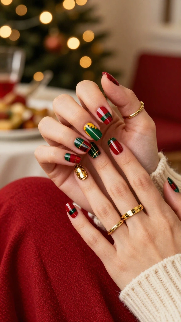 Tartan Plaid with Chunky Gold Chains