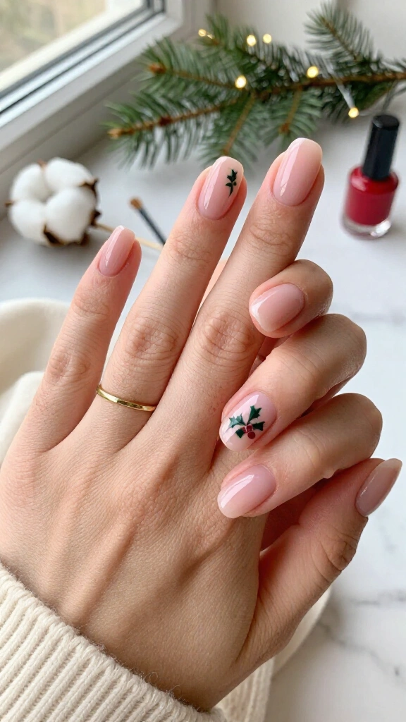 Single holly sprig accent