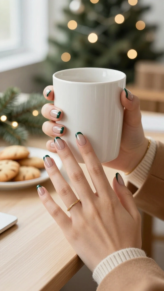 Forest Green French Tips