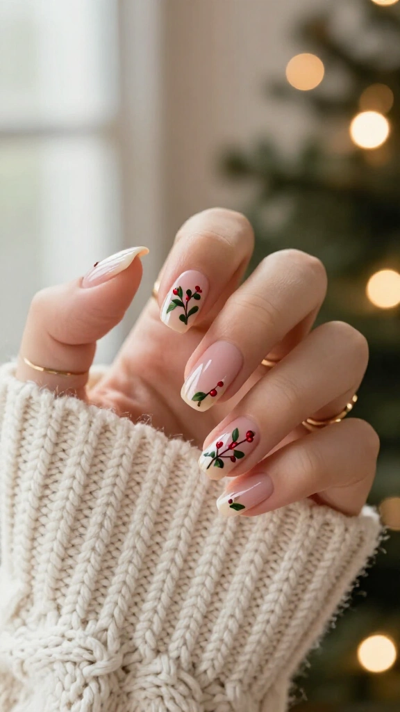 Mistletoe Micro-Art on Sheer Nude