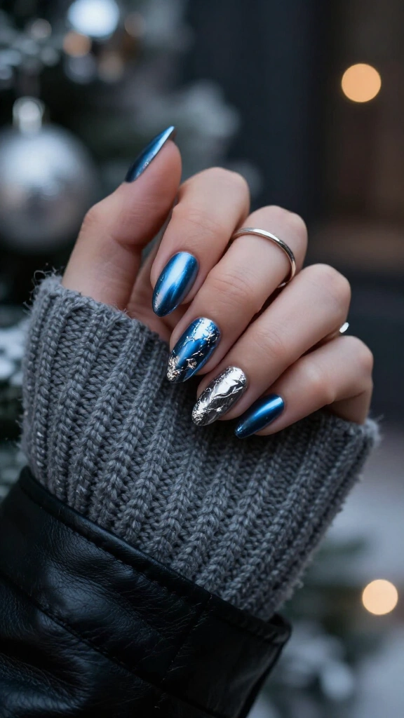 Steel blue metallic foil wrap
