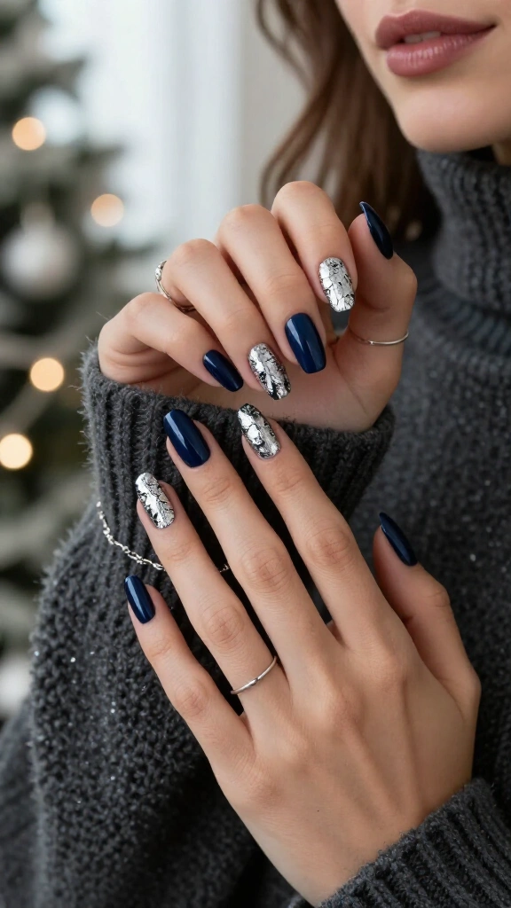 Midnight Navy with Silver Foiling