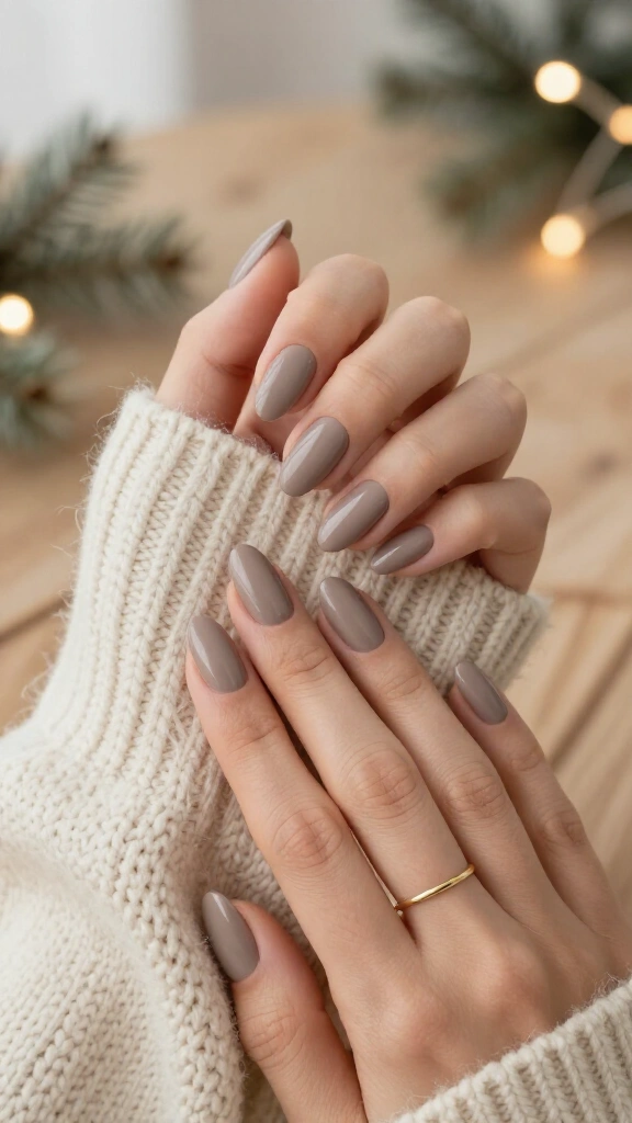 Matte taupe almond nails
