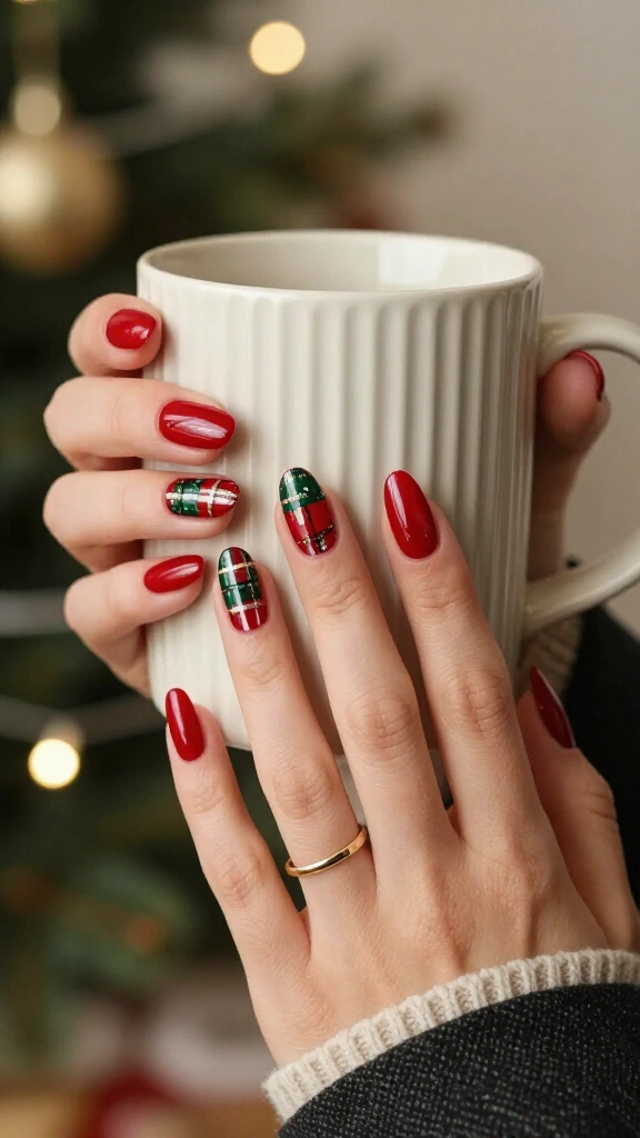 Tartan Plaid Feature Nails