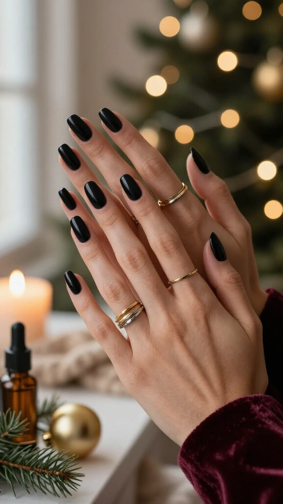 Matte Black with Glossy French Tips