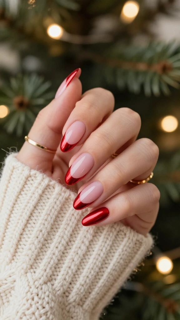 Red chrome French tips