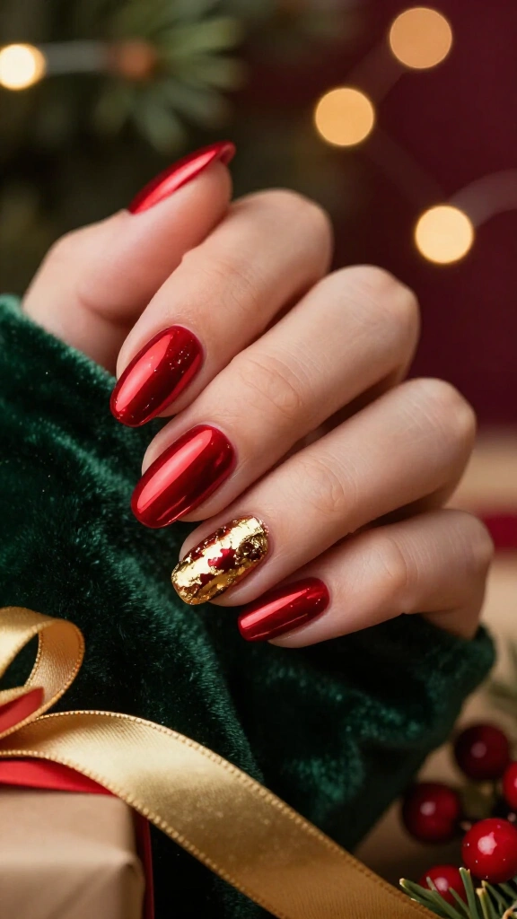 Red chrome with gold foil accents