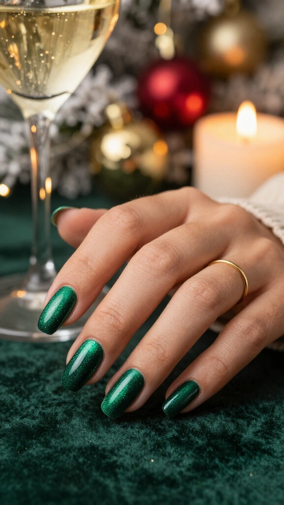 Velvet emerald green cat-eye