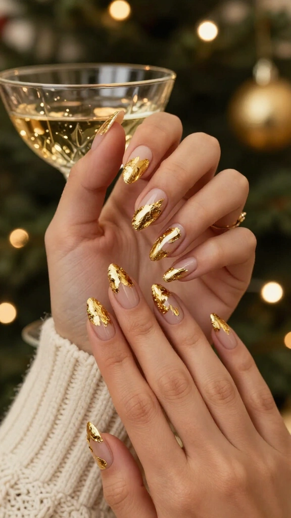Gilded metallic gold leaf accents