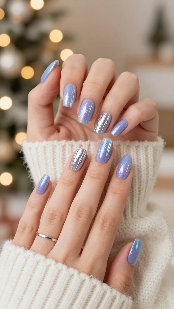 Frosted holographic icicle chrome