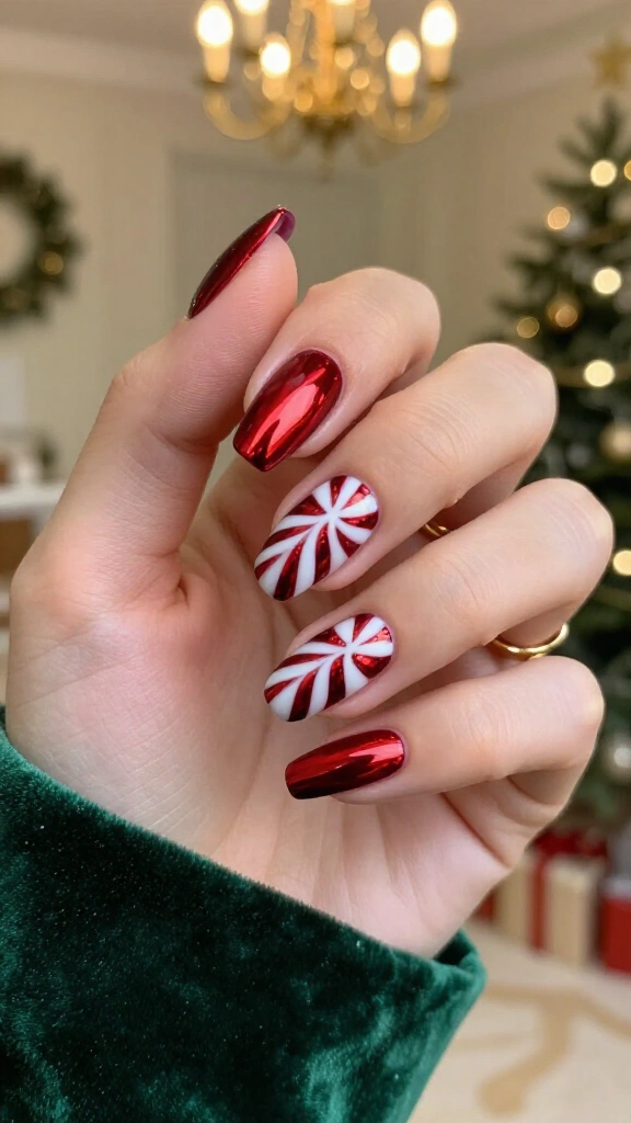 High-Shine Metallic Chrome Peppermint Swirls
