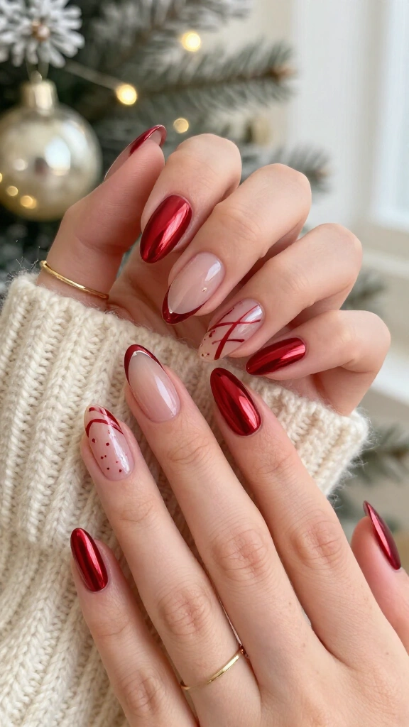 Negative space red chrome