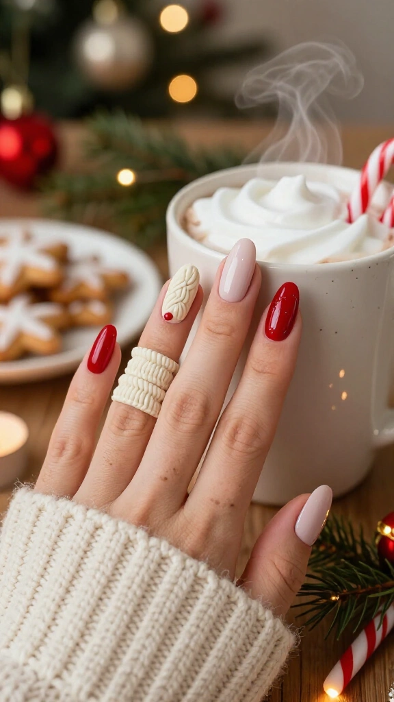 3D Textured Sweater & Candy Cane Combo