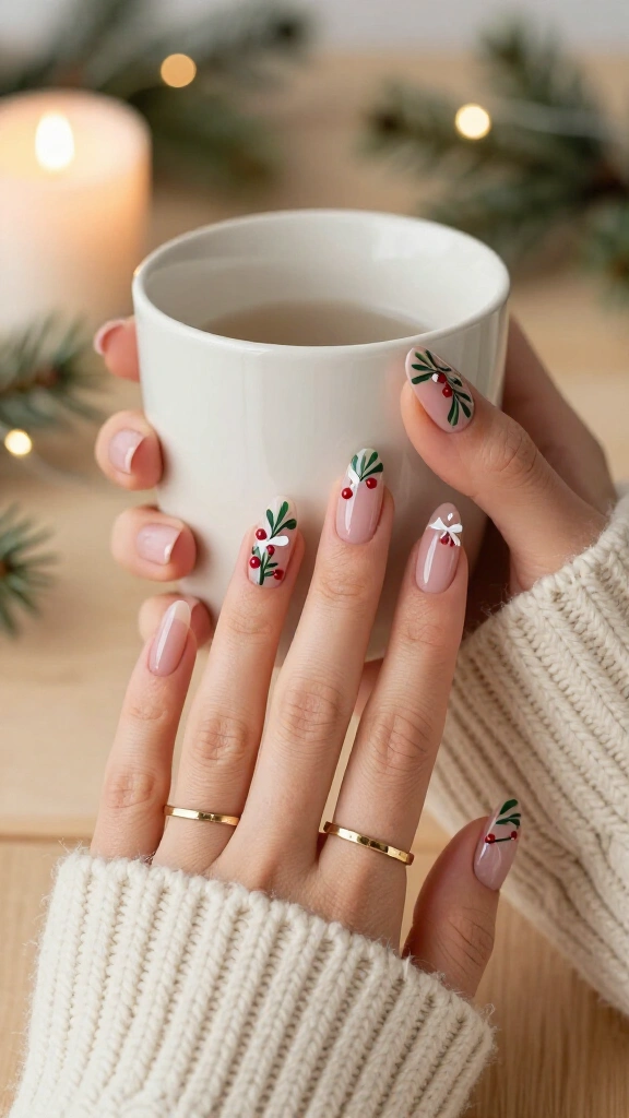 Mistletoe garland on sheer pink