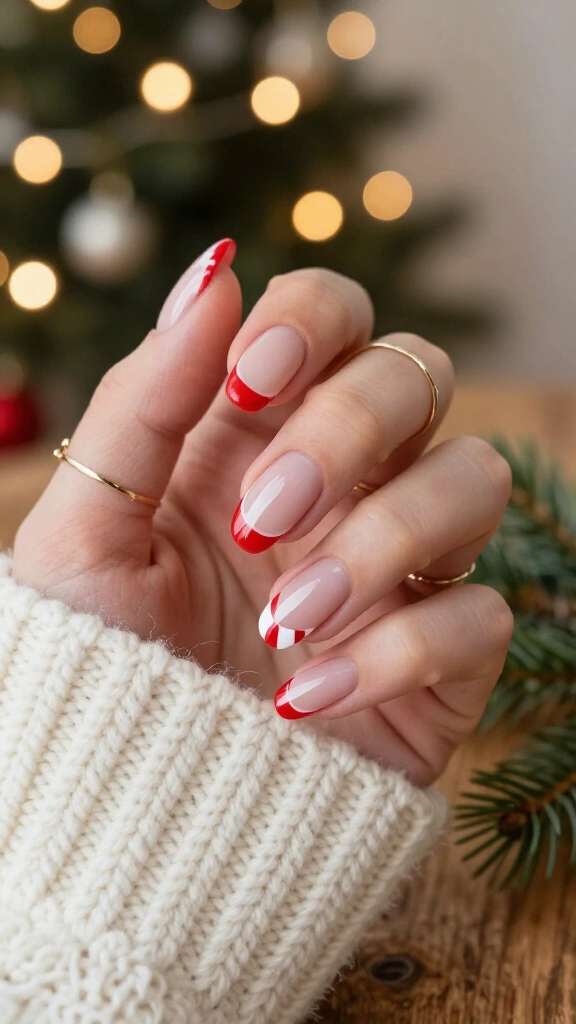 Glossy Naked Base with Peppermint Ribbon Tips