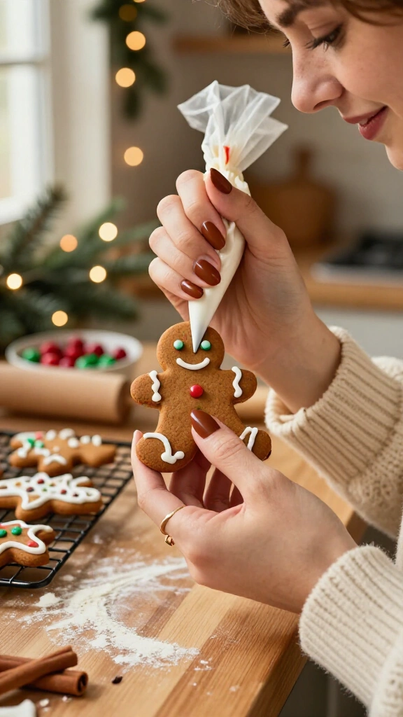 Gingerbread cookie nail art