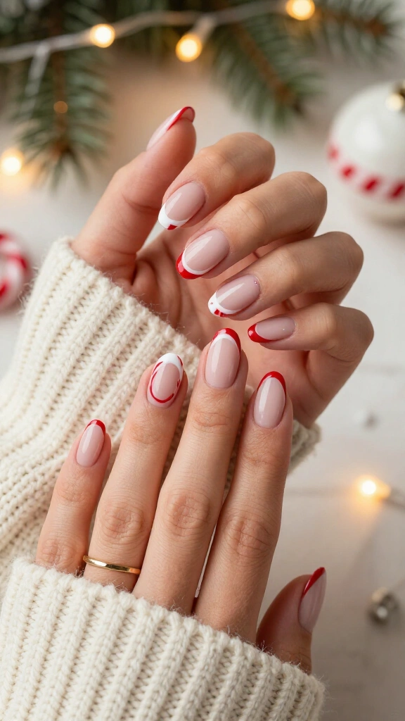 Double French Red and White Pinstripes