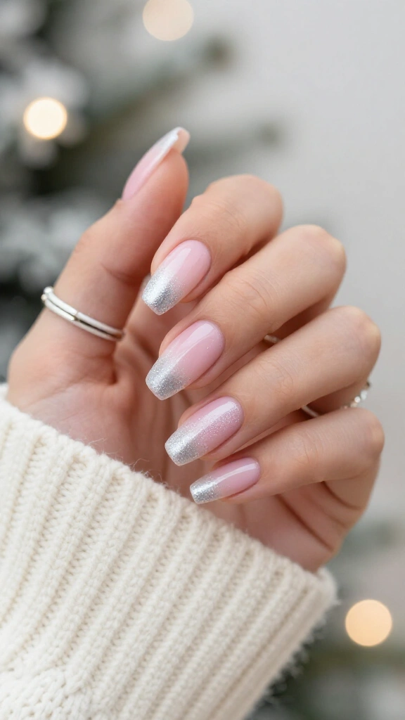 Pink-to-silver glitter gradient