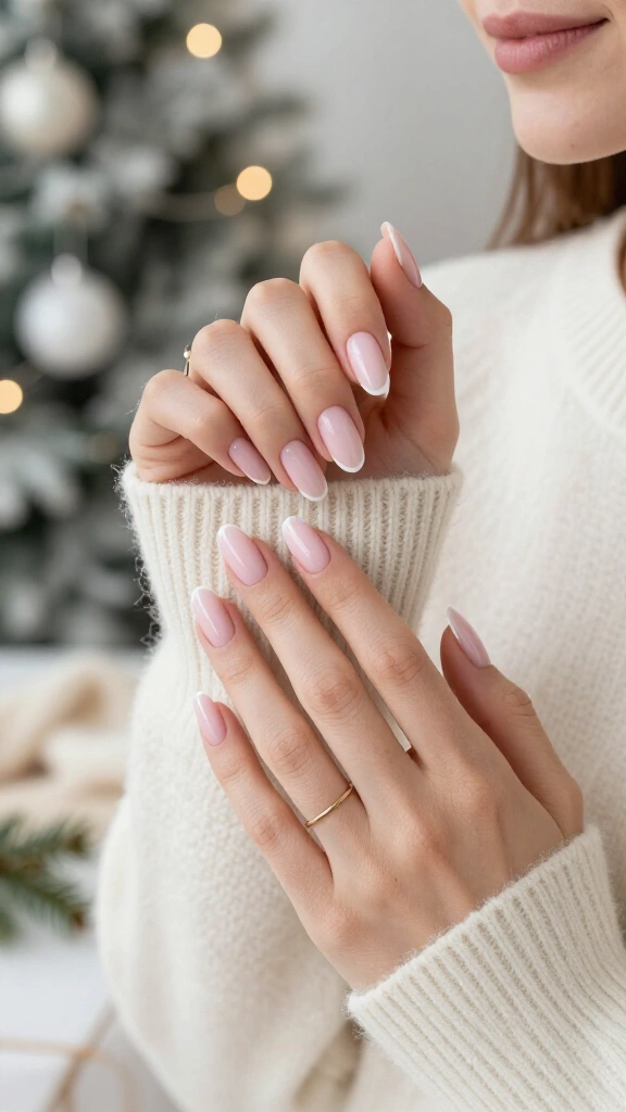 Almond micro French in pale pink