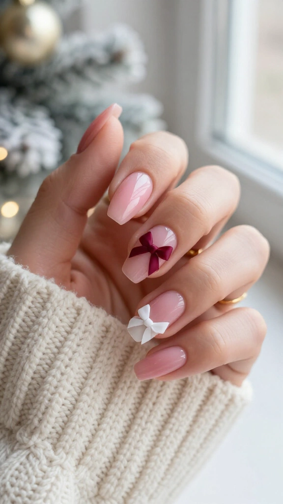 Tiny bows on blush pink