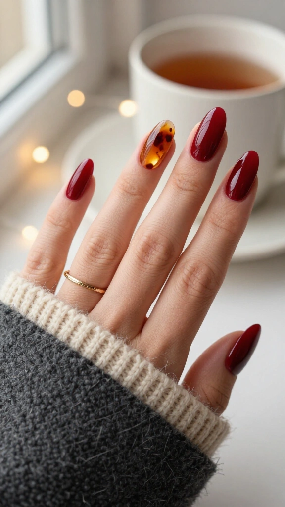 Tortoiseshell Accent with Cranberry Red