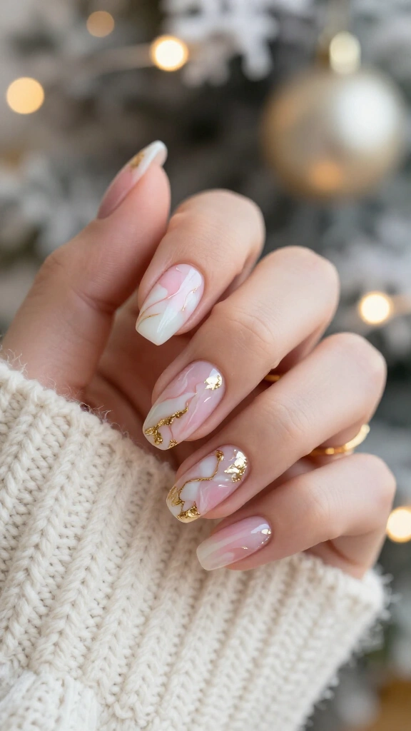 Pink marble with gold veining
