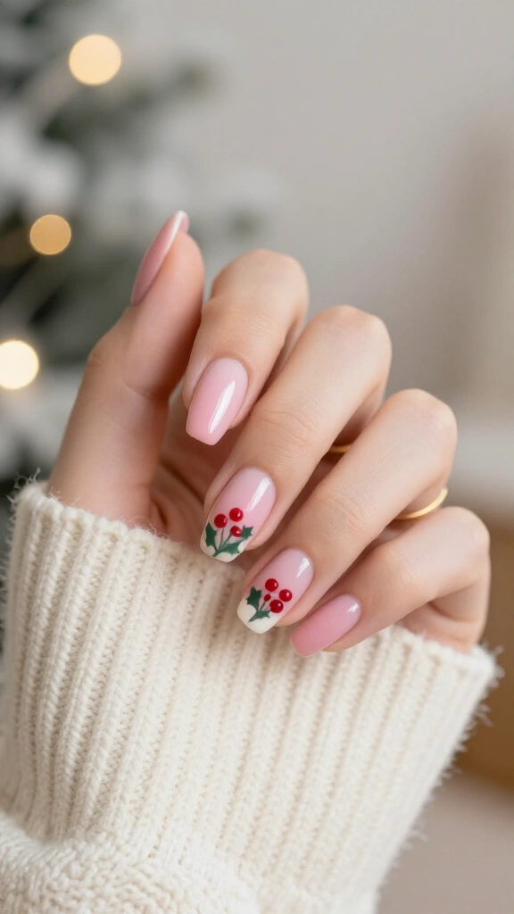 Holly berries and soft pink polish