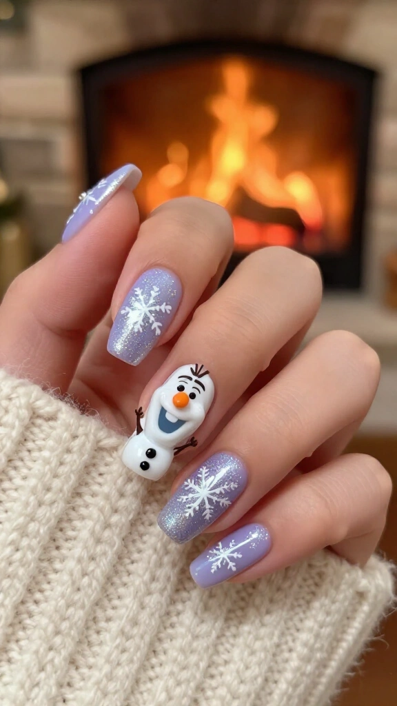 Olaf Dreaming of Summer by the Fireplace