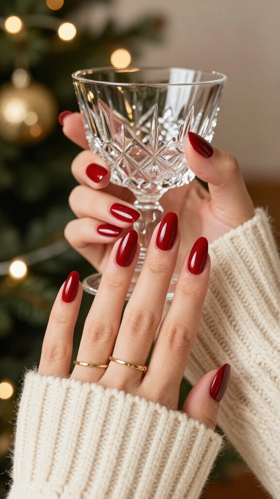 Classic red cream manicure