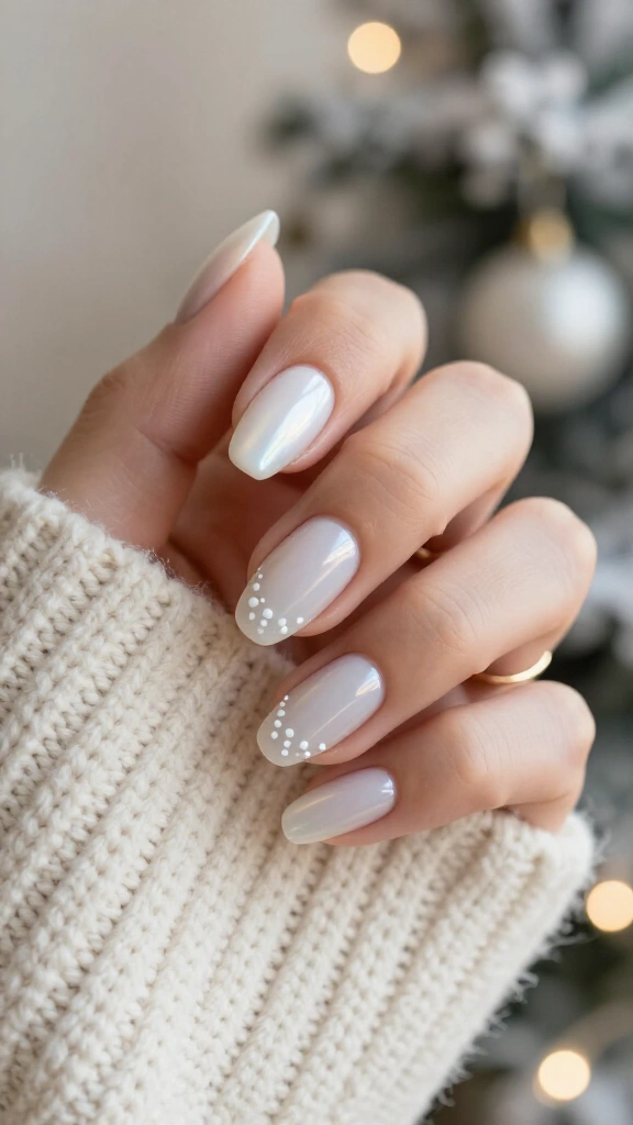 Pearlescent Snow Glaze with Dot Clusters