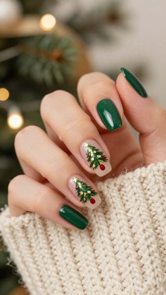 Christmas tree accent nail